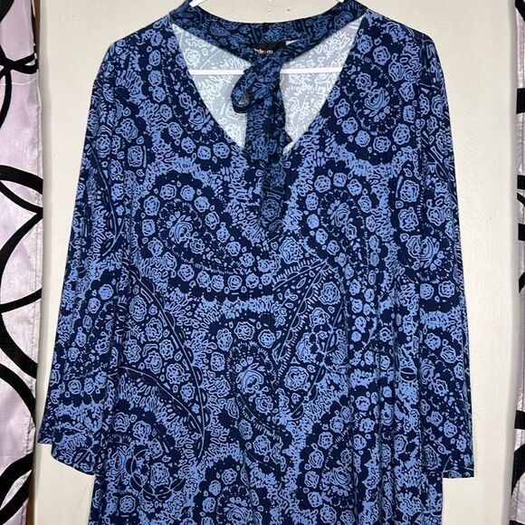 Style & Co Women's Printed Tie-Neck Blouse (XXL, Paisley Cobble) - Picture 3 of 7